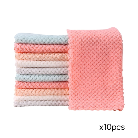 AUQ Premium Soft Cotton Washcloth Set 10 Pack,Ultra Absorbent,Quick Drying,Multi-Color,Ideal for Bath&Kitchen