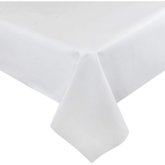 AUQ Premium Table Pad Protector 54" x 72" Contemporary Solid White Vinyl,Polyester Table Cloth,white table cover