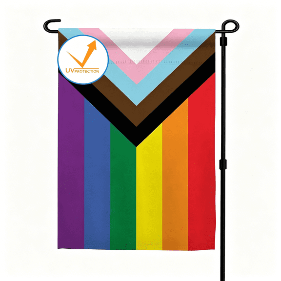 AUQ Pride Rainbow Garden Flag 12.5x18 inch Outdoor-Double Sided LGBTQ Gay Lesbian Bisexual Non Binary Transgender All Inlcusive Progressive Pride Rainbow Flag Vivid Color Polyester Yard Flags