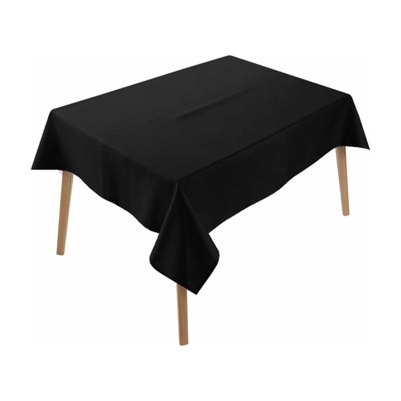 AUQ Pure Black Table Cloth, Simple Solid Color Waterproof Tablecloth for Rectangle Tables, Reusable Washable Fabric Table Cover for Restaurant Kitchen Dining Tables 52"x70"