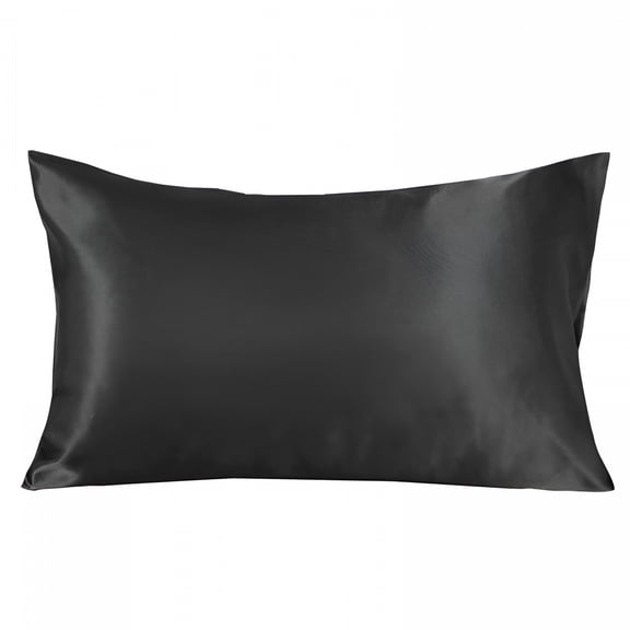 AUQ Queen Size Mulberry Silky Pillowcase,Cooling Pillow Cases with Hidden Zipper,Smooth Breathable Pillowslip Helps Skin 2 Pack(20"X30",Black)
