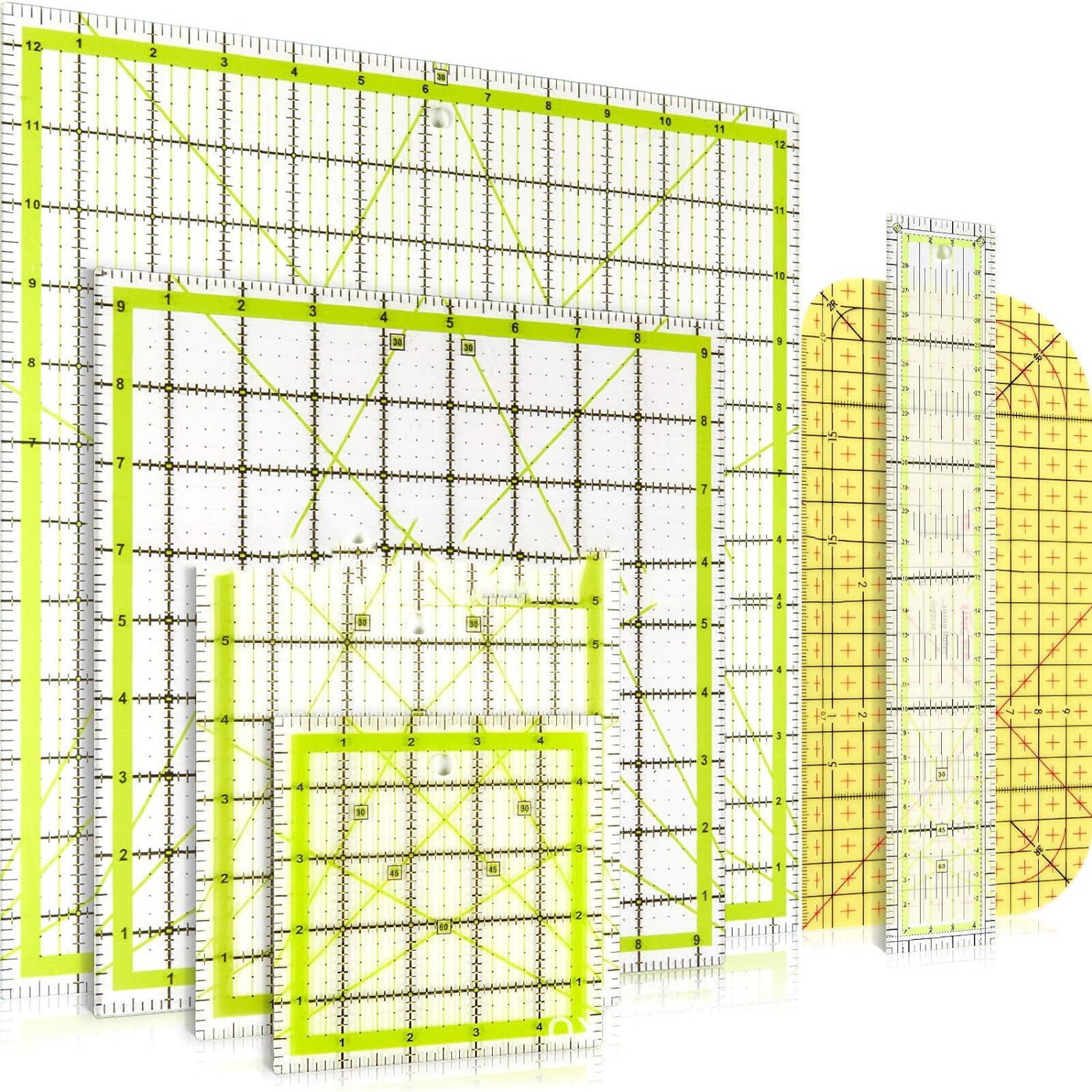 AUQ Quilting Supplies,Six-Piece Template Set Quilting Rulers,Long ...