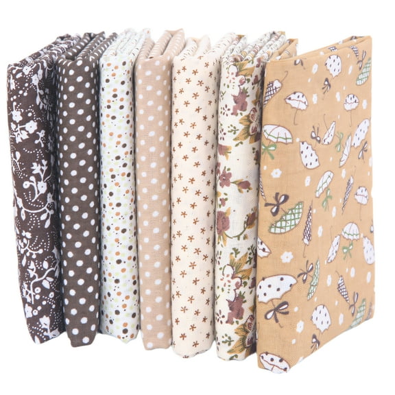 AUQ Quilting Supplies,Soft Breathable Cotton Fabric Fabric Squares,Charming Floral Pattern Design Smooth and Long-lasting Material Fat Quarters,Coffee