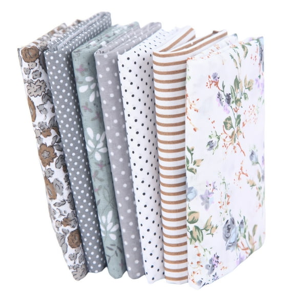 AUQ Quilting Supplies,Soft Breathable Cotton Fabric Fabric Squares,Vibrant Floral Pattern Design Long-lasting Fade Resistant Material Fat Quarters,Grey