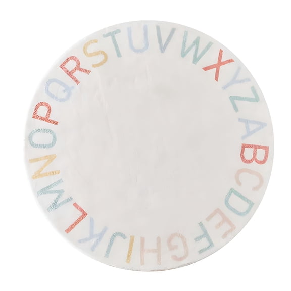 AUQ Rainbow Round Kids Play Rug Round Alphabet Area Rug Cartoon ABC Kids Carpet Crawling Cushion for Boys Girls,Non-Slip Kids Rugs for Classroom Nursery Room Kids Room Decor,Multicolor Letter 23.62In