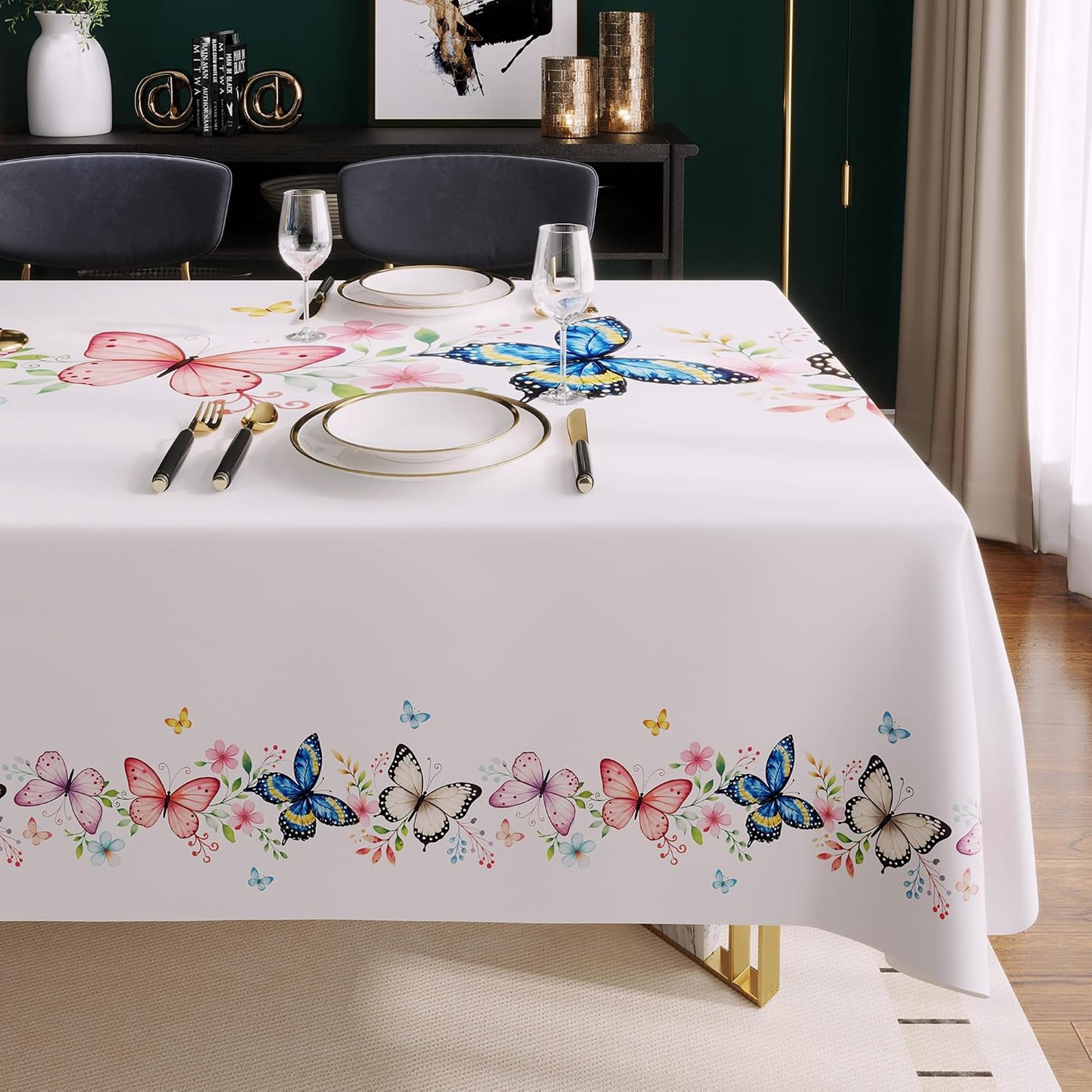 AUQ Rectangle Table Cloth,100% Waterproof Tablecloth Oil Proof Spill ...