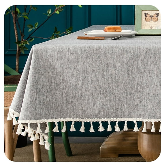 AUQ Rectangle Tablecloth Cotton Linen Waterproof Table Cover for Dining Table Cover,Party,Wedding,Picnic,55"x79"