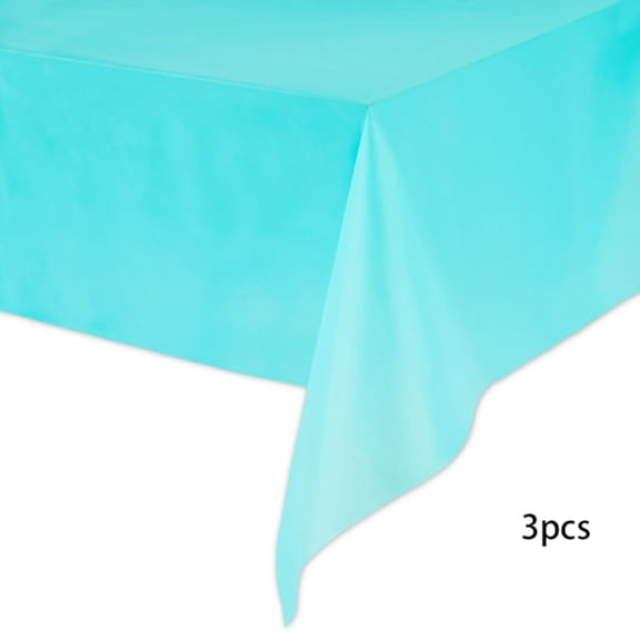 AUQ Rectangular 54" X 108" Teal Plastic Table Covers,3 Count,Plastic Tablecloths for Rectangle Tables,Disposable Table Cloth Rectangle Table