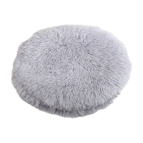 AUQ Round Dog Bed,Versatile Use for Home and Travel Kitten Bed,Ideal for Relaxation and Comfort Anywhere Large Cat Bed,Gray,L