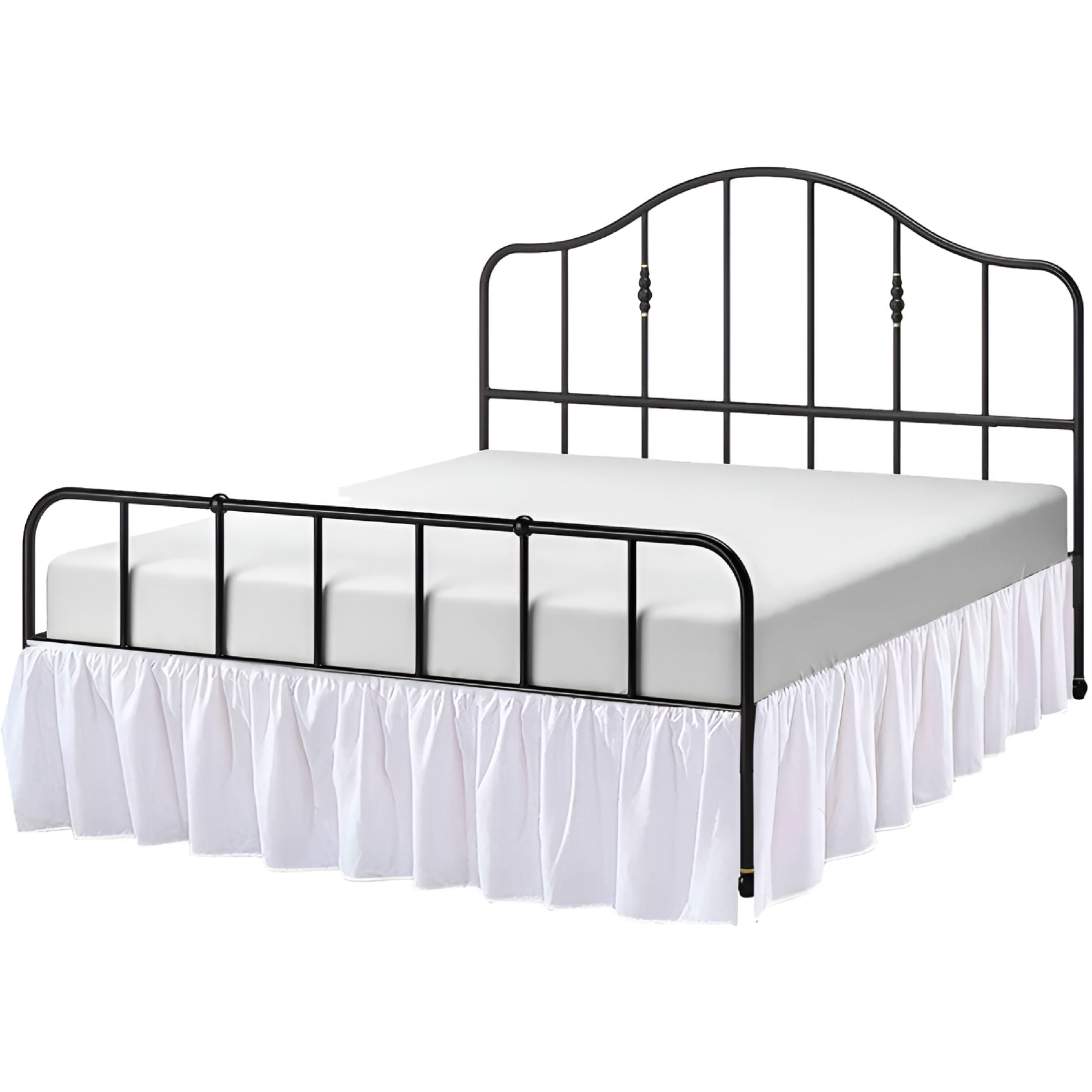 AUQ Ruffled Bed Skirt- Microfiber- White,Queen 16" Drop Split Corner Bed Skirt With Platform