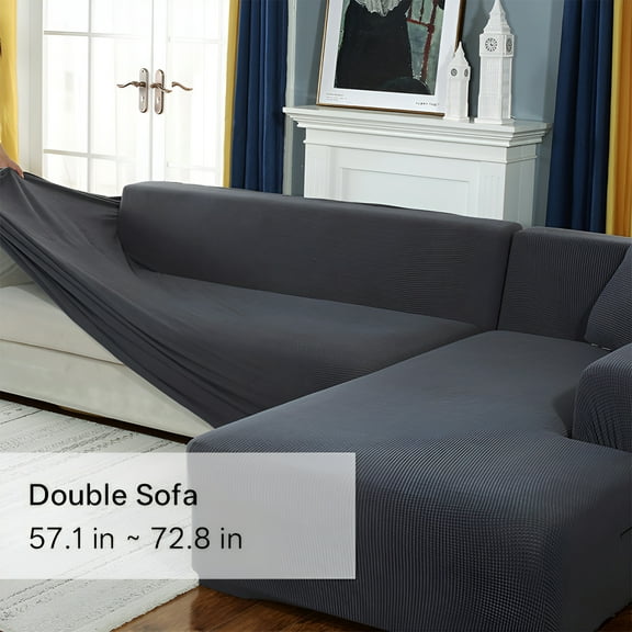 AUQ Sectional Couch Covers,Adapts to Contours Sofa Covers Washable,Comfortable Airflow Sofa Covers,Double
