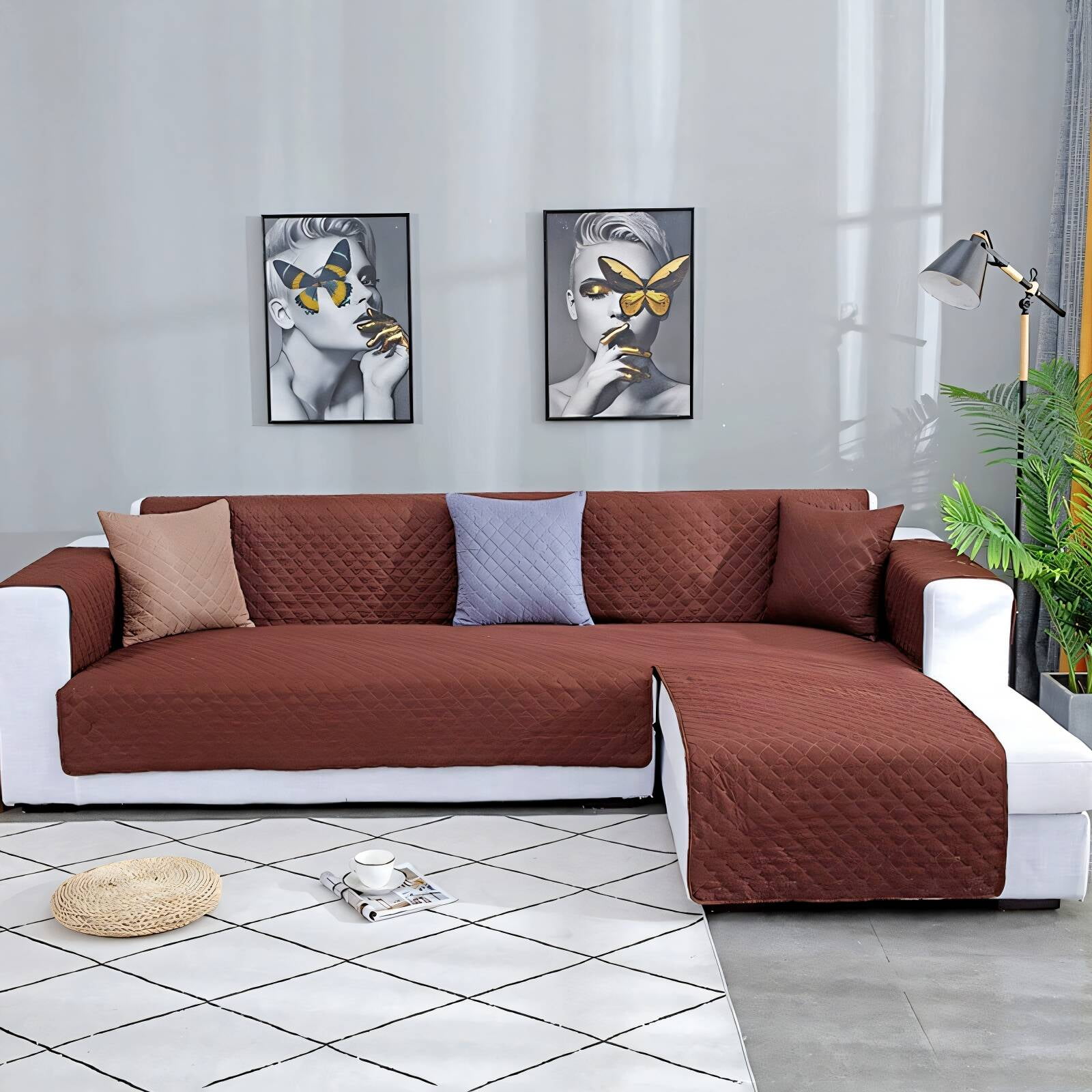 AUQ Sectional Couch Covers,Elastic Stretch,Washable and Non-Shrinking ...