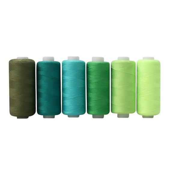 AUQ Sewing Thread 36 Colors Sewing Industrial Machine and Hand Stitching Cotton Sewing Thread (6 Color/pack) Green