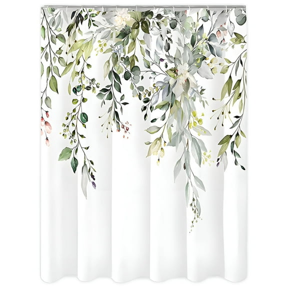 AUQ Shower Curtain,Fresh,Natural Vibe Shower Curtain Liner,Easy to Clean and Stain-Resistant Shower Liner,Green,150*180cm