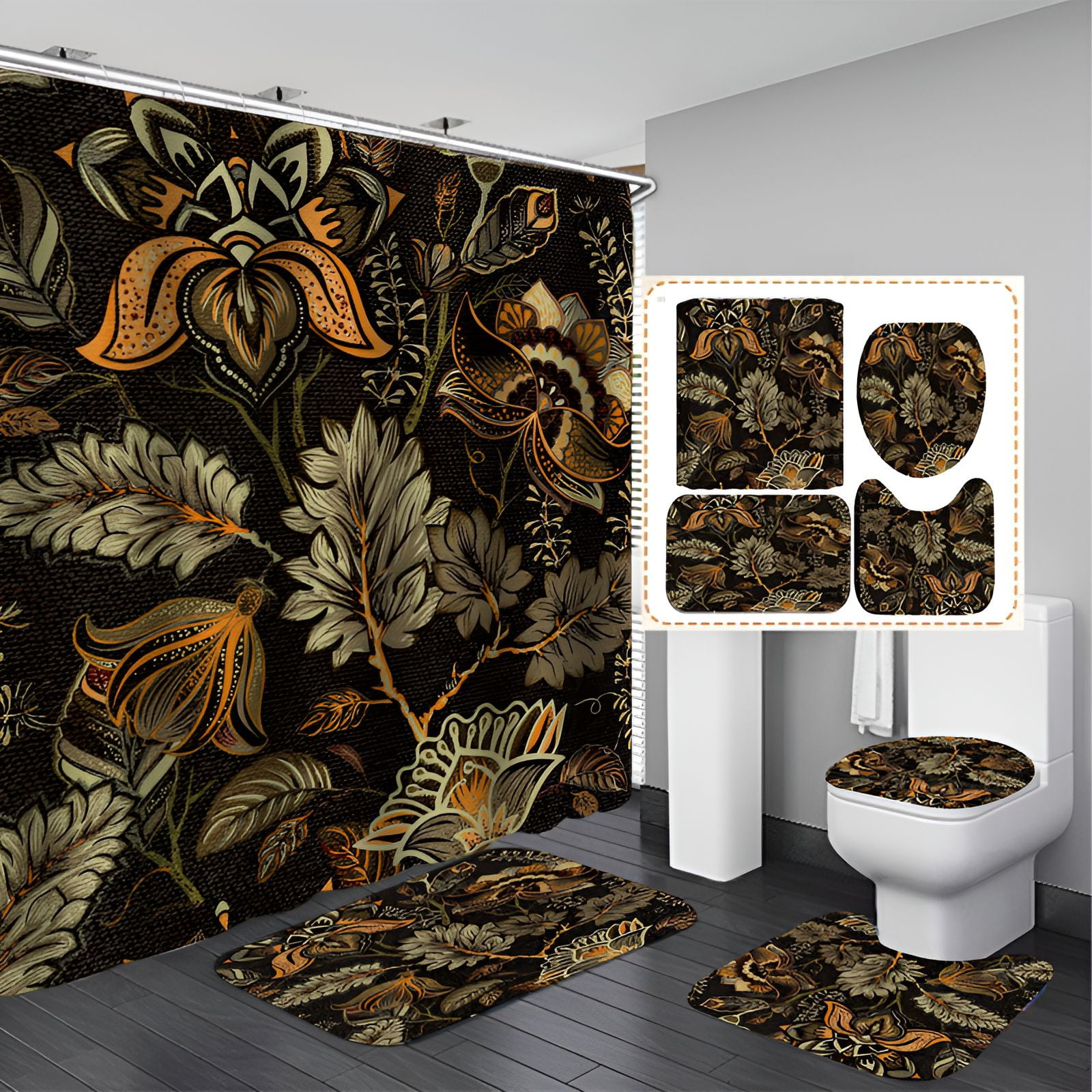 AUQ Shower Curtain Set,Creative Visual Style Bathroom Shower Curtain ...