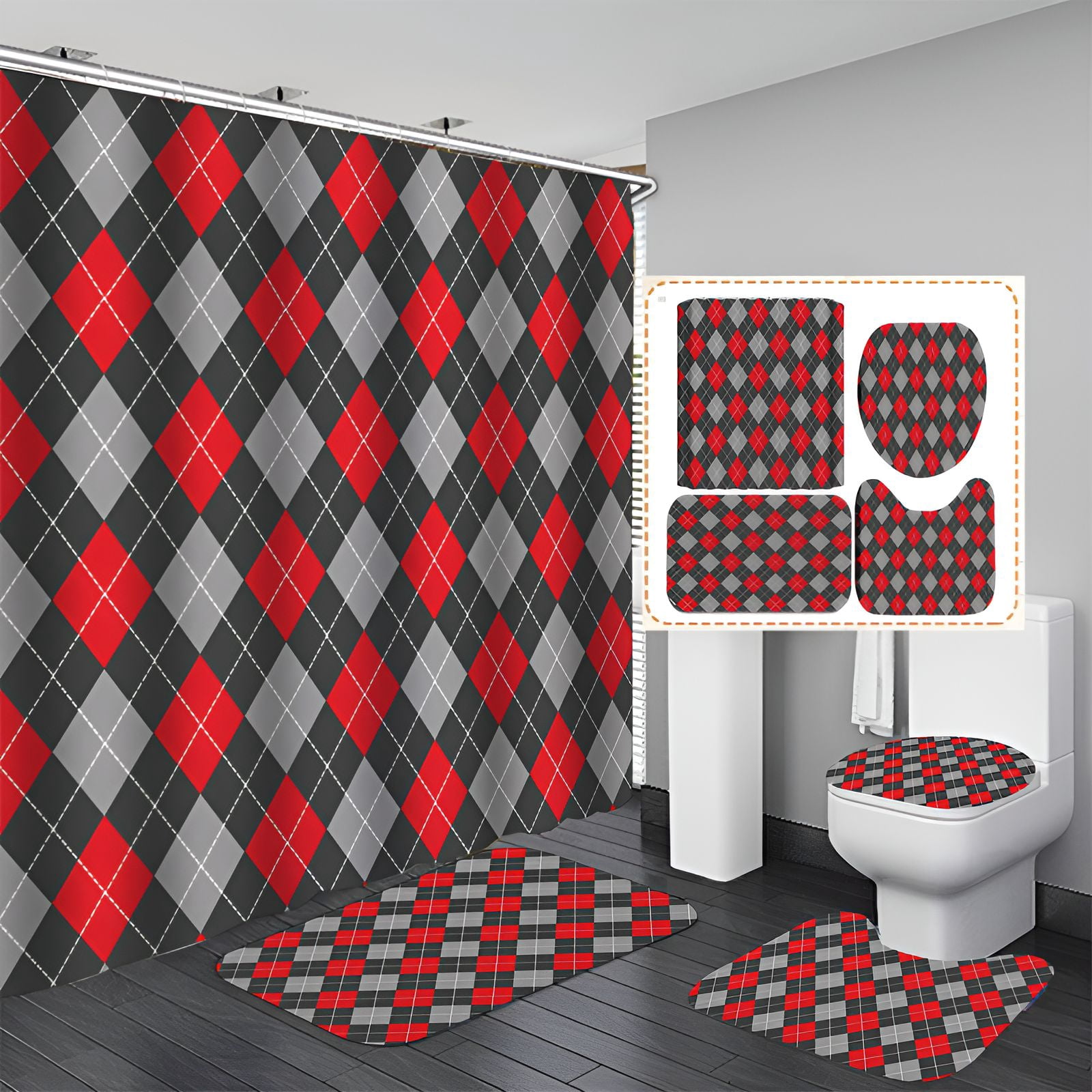 AUQ Shower Curtain Set,Eye-Catching Design Bathroom Shower Curtain Sets ... - Resilient Bathroom Design