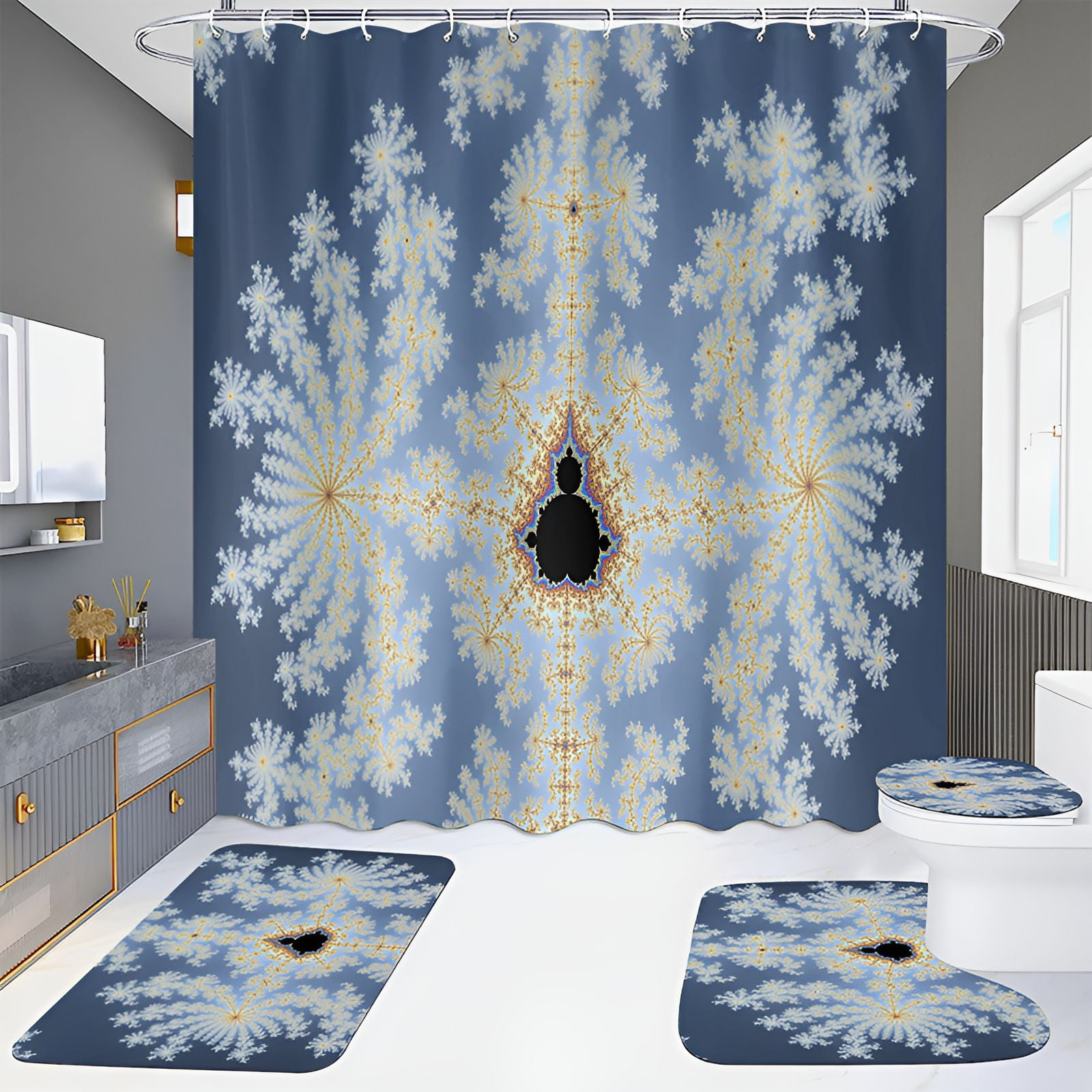 AUQ Shower Curtain Set,Fade-Lock Core Bathroom Shower Curtain Sets,Easy ...