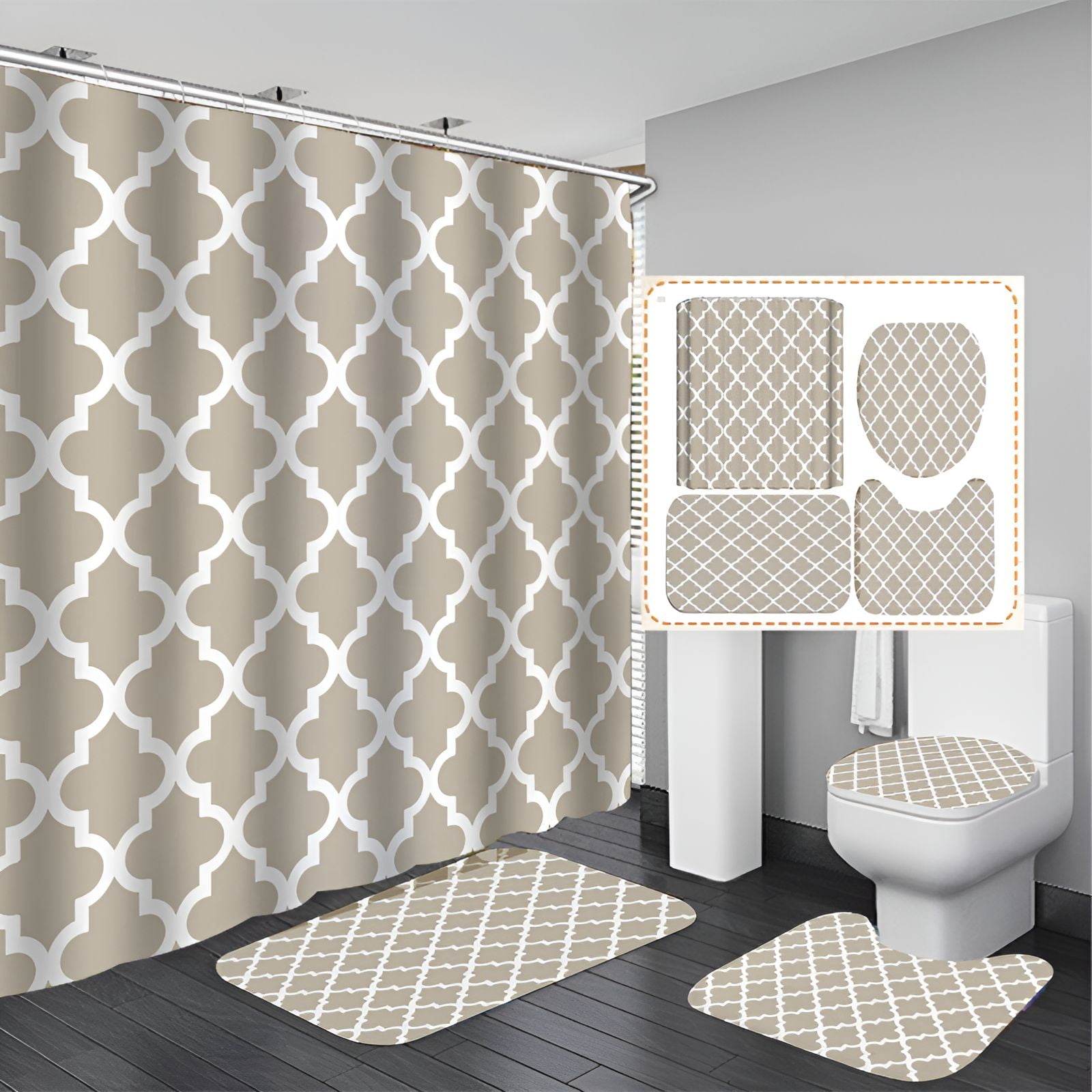 AUQ Shower Curtain Set,Fun Atmosphere Boost Bathroom Shower Curtain ...