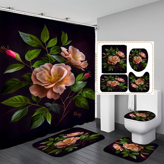 AUQ Shower Curtain Set,Lush Pattern Lift Bathroom Shower Curtain Sets,Mixed Pattern Edge Bathroom Shower Curtain Sets,120X180_280G