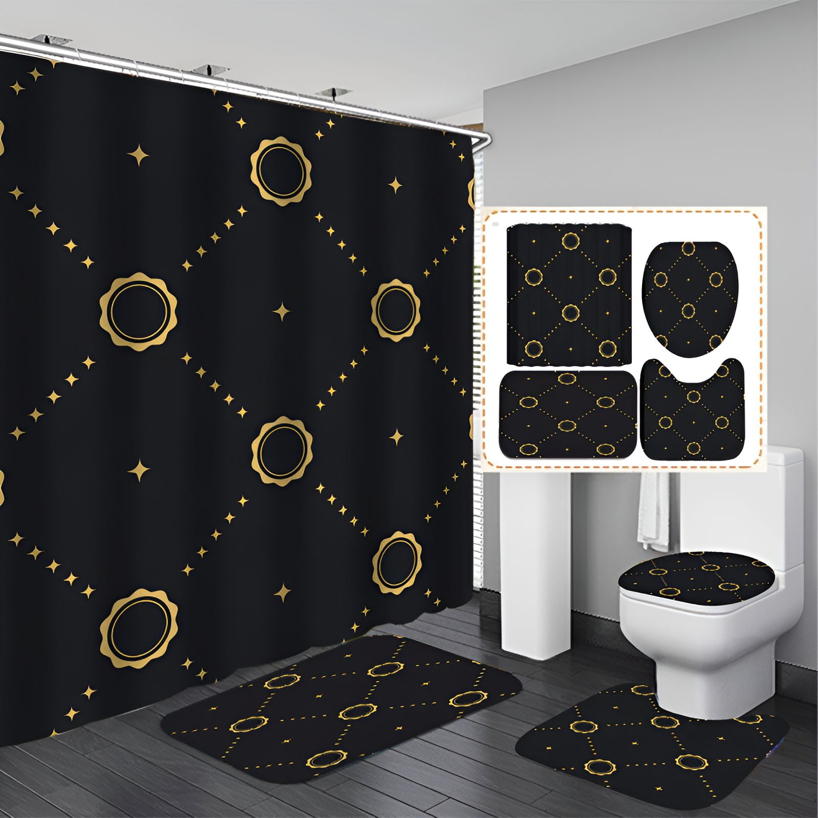 AUQ Shower Curtain Set,Swank Hue Burst Bathroom Shower Curtain Sets,Premium Material Bathroom ...