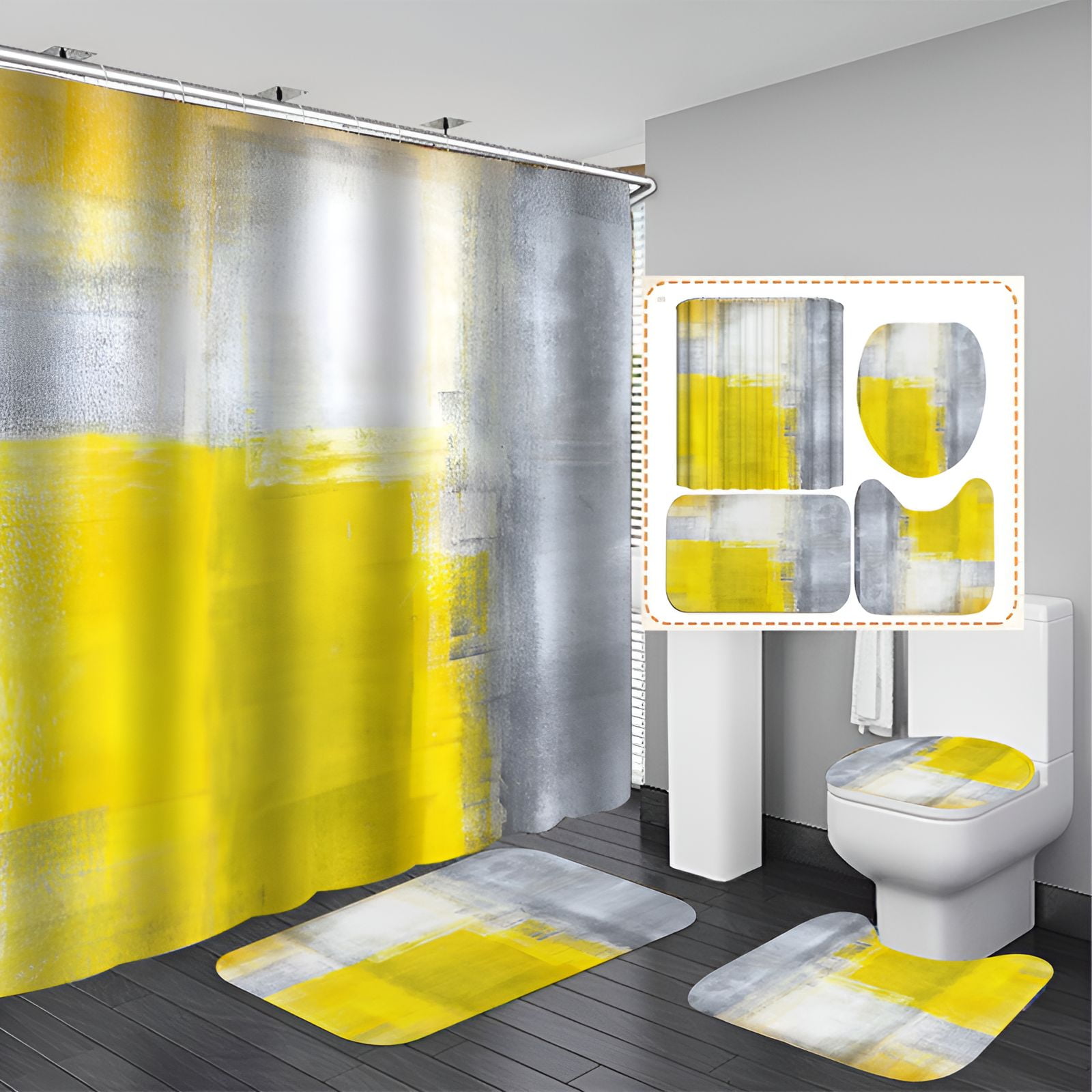 AUQ Shower Curtain Set,TopTier Splash Shield Bathroom Shower Curtain