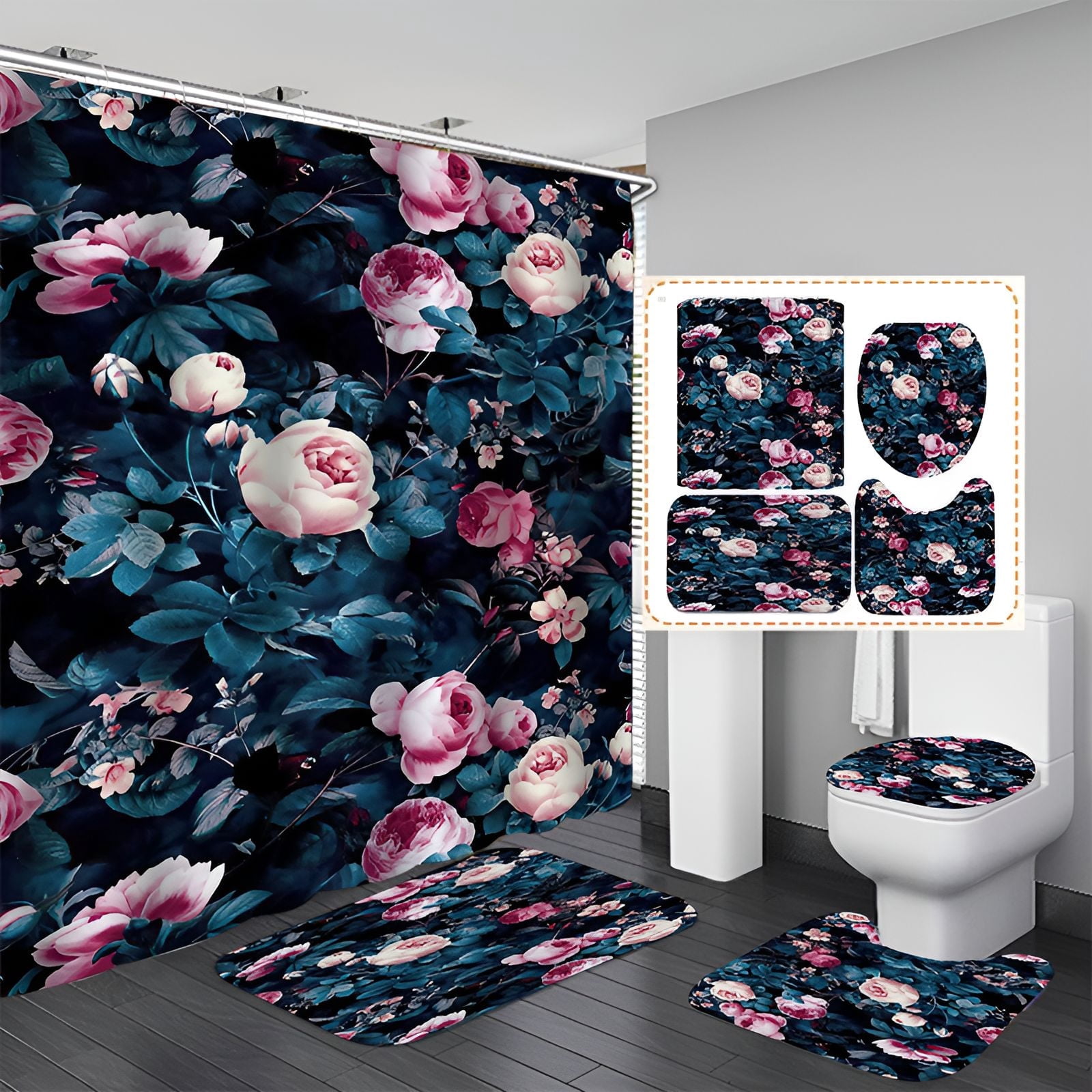 AUQ Shower Curtain Set Bathroom Curtains Shower Set 71*71in cloth