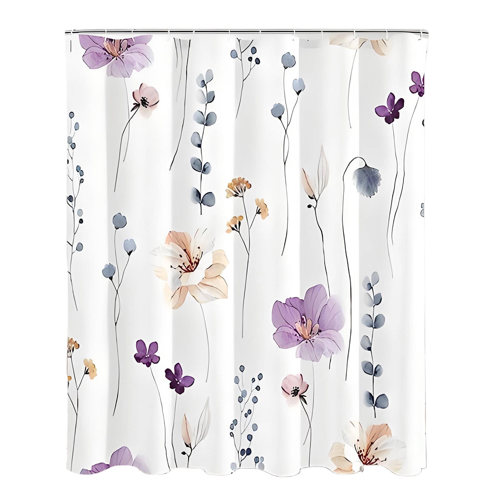 AUQ Shower Curtains Waterproof and Wear-Resistant Shower Curtain with Hooks Anti-Slip Design Highly Efficient Waterproofing Long Shower Curtain,Purple