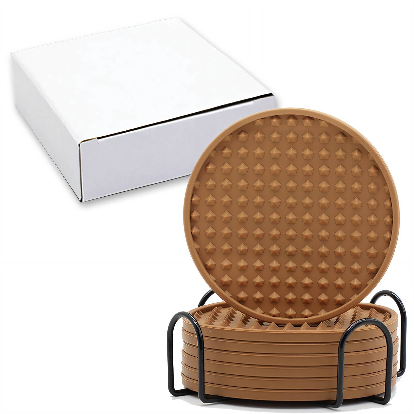 AUQ Silicone Coasters Food-Grade Silicone Drink Coasters Round Shape ...