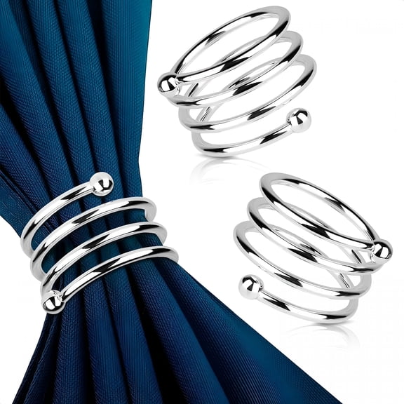 AUQ Silver Napkin Rings Set of 8 Elegant Napkin Ring Holders,Sturdy Metal Table Decor for Weddings,Parties and Family Dinners,Kitchen Gifts Idea,Graduation Table Decorations for Events