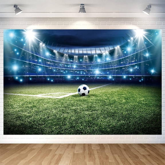 AUQ Soccer Field Backdrop Wall Banner Ground Photography Background for Soccer Themed Party Decorations Supplies 70.8 X 47.2" Soccer Backdrop