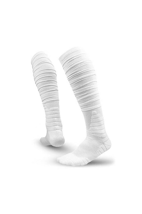 AUQ Soccer Socks,Stretchable Sock Mouth Youth Soccer Socks,Breathable Mesh Football Socks,White