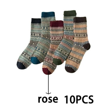 AUQ Socks Cozy Cotton Fuzzy Socks for Men,Thick Insulated Long Socks,Antibacterial Odor-Control Footwear for All-Day Freshness,Rose Red