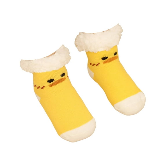 AUQ Socks Practical Gift Fuzzy Socks,Thoughtful Girls Socks for Loved Ones,Yellow Chicken,Ages 0-6 Months