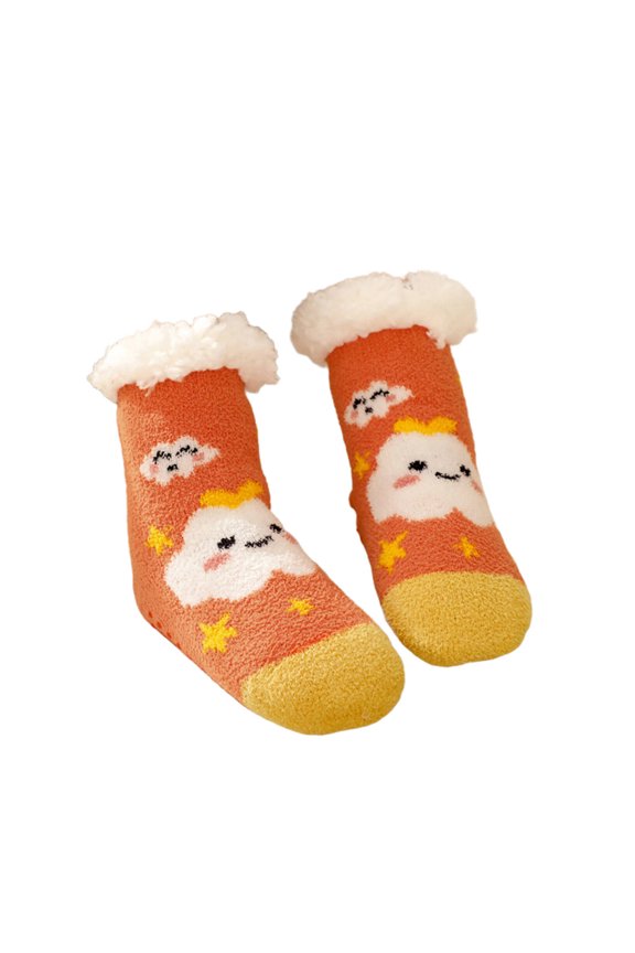 AUQ Socks Secure Cuff Fuzzy Socks,Comfortable Girls Socks for Relaxing Evenings,L,Clouds