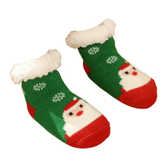 AUQ Socks Skin-Safe Material Fuzzy Socks,Gentle Girls Socks for Cold Mornings,Santa Claus,Aged 6-10 Years