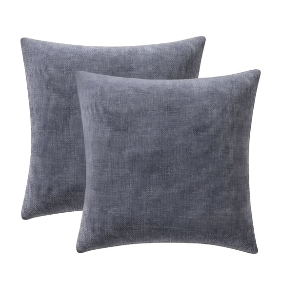 AUQ Solid Chenille Decorative Throw Pillow Set,Grey,18" X 18",2 Pieces Sofa Pillows for Living Room Decor Pillows