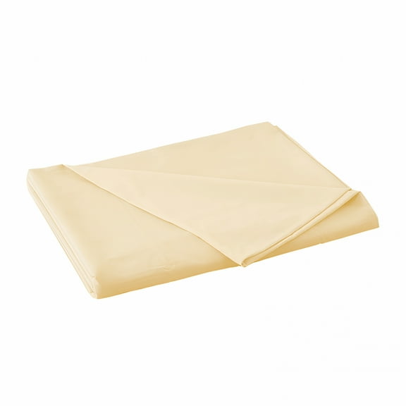 AUQ Solid Color Cotton Flat Sheet,Cool & Crisp Percale Sheets Queen Size Top Sheet,Highly Breathable & Comfortable,Yellow Cotton Sheets,71"X90.5"