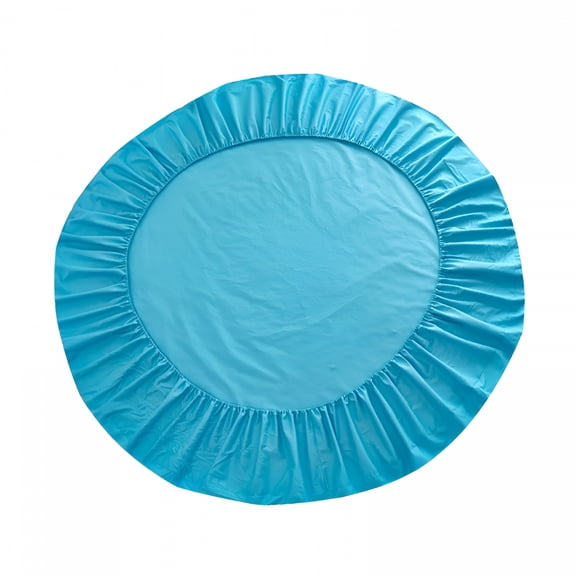 AUQ Solid Color Cotton Round Bed Fitted Sheet Covers Mattress Topper Cover-Blue