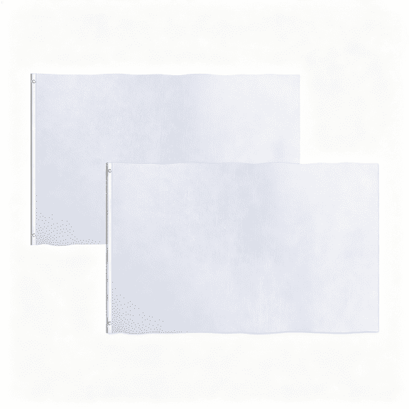 AUQ Solid White Flag 3X5 Foot Plain White Blank Flags Banner Polyester with Brass Grommets White Flag 2 Pack