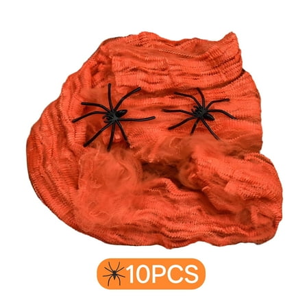 BESTSKY Halloween Spider Web Decoration - Breathable Orange Spider & Accessories