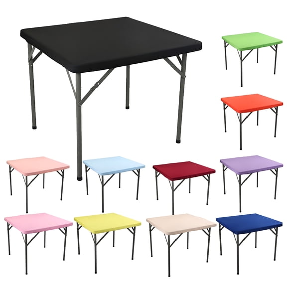 AUQ Square Fitted Table Cover 33.8 x 33.8" Stretchable Tablecloth Elastic Cocktail Topper Tablecloth