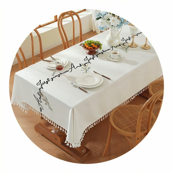 AUQ Square Tablecloth,No Shrinkage Waterproof Tablecloth,Polyester Textile Picnic Table Cover,Style2,55"x55"