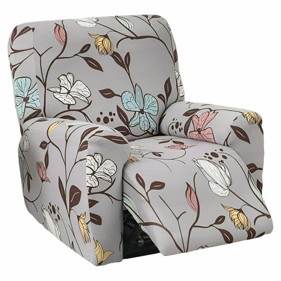 AUQ Stretch Recliner Slipcovers Printed Sofa Cover Recliner Sofa Covers 4-Piece Recliner Chair Covers Furniture Protector Recliner Chair Cover with Storage Pocket for Living Room,A2
