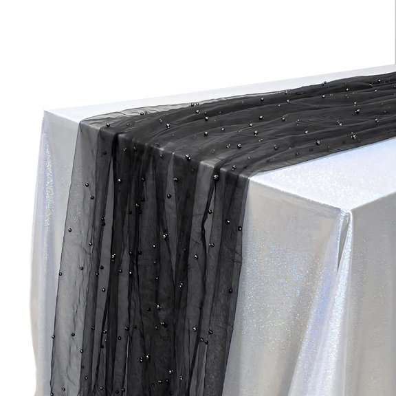 AUQ Summer Table Runner,One-Swipe Clean Farmhouse Table Runner,Rugged Texture Kitchen Table Decor,Black