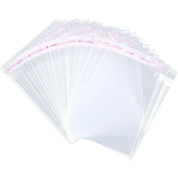 AUQ Sunjoy Tech 100 Pcs Self Sealing Cellophane Bags 3x4 7 Inches Clear Cookie Bags Resealable Cellophane Bag for Packaging Cookies Gifts Favors Products Candy Jewelry