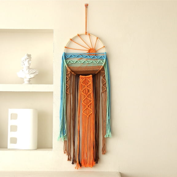 AUQ Sunset Wall Art Dream Catcher - Macrame Wall Hanging Large Dreamcatchers,Hand Woven Boho Tapestry Colorful Sun Wall Decor for Bedroom Nursery Living Room Nursery