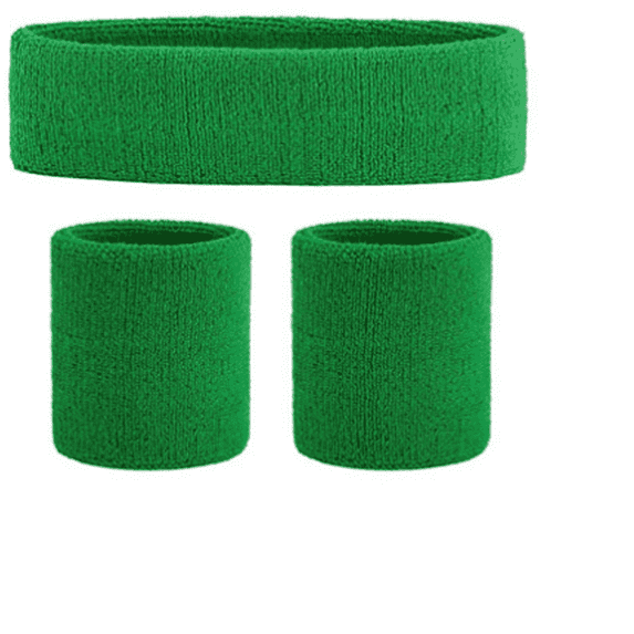 AUQ Sweat Band Strong Sweat Absorption Bandana Headband Solid Color Hair Bundles,Green Grass
