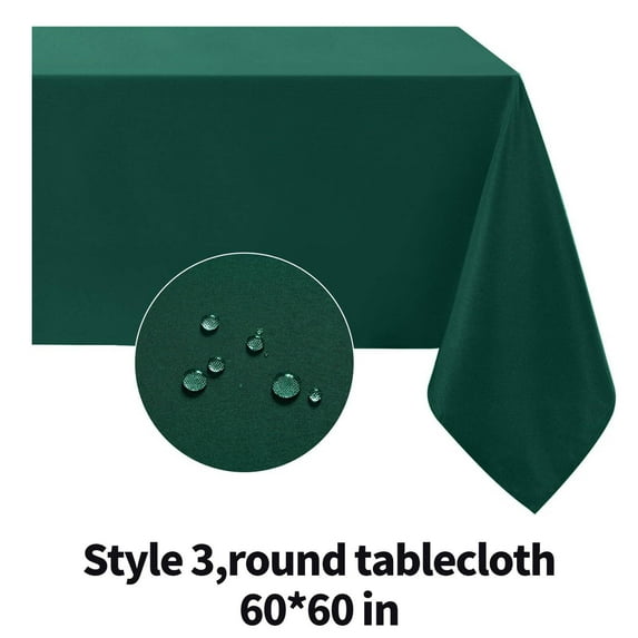 AUQ Table Cloth Chic Design Table Cloth Rectangle Table,Oil-Resistant Tablecloth for Special Occasions,Dark Green,60*60inch