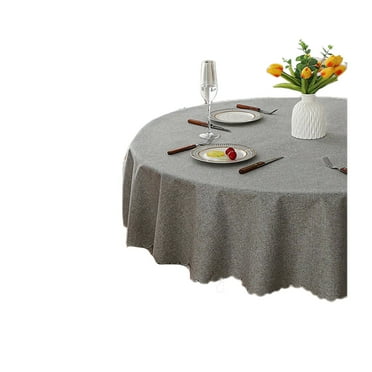 AUQ Table Cloth,Farmhouse Style Table Cover,Practical Design Easy Care Table Protector for Dining Room Table,Dark Gray,120cm