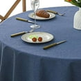thumbnail image 1 of AUQ Table Cloth Fresh Linen Round Tablecloth for Coffee Tables,Chic Tablecloth for Living Rooms,Navy Blue, 1 of 4